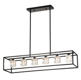 ZUN 6-Light Farmhouse, Modern Industrial Linear Rectangular Crystal Pendant Light Cage W1592P232593