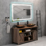 ZUN 60 in. W x 36 in. H Frameless LED Single Bathroom Vanity Mirror in Polished Crystal 74376911