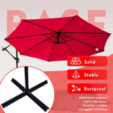 ZUN 10 ft. Steel Cantilever Offset Outdoor Patio Umbrella with Crank Lift - Red W2181P181960