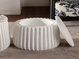 White Round Storage Table Set with Lift-Off Lid, Nesting Design, Elegant Curved-Edge Shape for Cozy W3081P389055