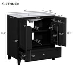 ZUN 30" Black Bathroom Vanity Set with Ceramic Sink and Ample Storage Space - Ideal for Small Bathrooms N729P183702B