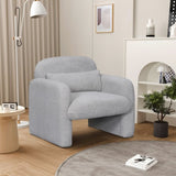 Stylish and Minimalist Teddy Fleece Single Sofa Chair with Arms and Pillow, Armchair, Accent Chair W1716P196466