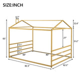Metal House Shape Platform Bed, Gold, Queen MF314071AAL