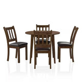 Kitchen 5pc Dining Set Round Dining Table And 4x Side Chairs Walnut, Dark Brown Transitional Solid B011P162634