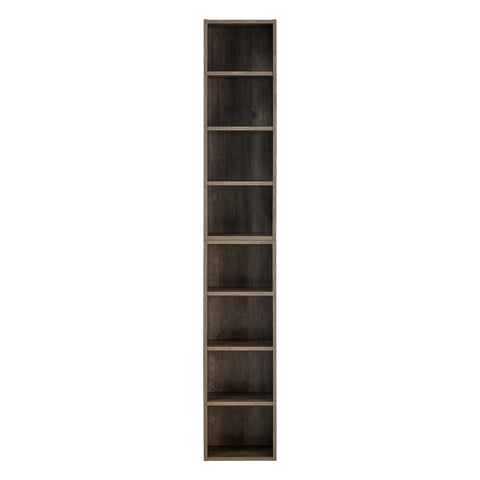 ZUN 8-Tier Media Tower Rack, CD DVD Slim Storage Cabinet with Adjustable Shelves, Tall Narrow Bookcase 28235533