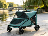66 LBS Capacity Teal Pet Stroller for Large Dogs, All-Terrain Spring Suspension, 8-Position 98485248