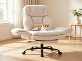 5-Level Flip-Up Armrest Ergonomic Office Chair with Retractable Footrest, Teddy Fleece Reclining 50465203