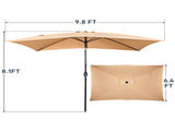 10 x 6.5 FT Square Patio Umbrella, Tilting Outdoor Market Umbrella with 6 Iron Ribs & Iron Pole, 00718129