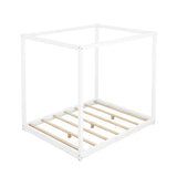 Queen Size Canopy Platform Bed with Support Legs,White WF293232AAK