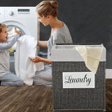 ZUN Laundry Hamper with Lid Laundry Basket with Handles Liner Bag Paper Woven Hampers for Laundry 46613192