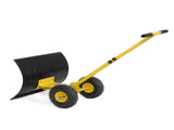24" x 18" Manual Snow Pusher with T-Handle, Black Blade, Yellow Shaft & Yellow Wheel Hub, Iron 70501121