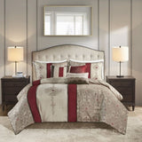Queen 7 Piece Jacquard Comforter Set with Throw Pillows B03597220