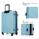 3 Piece Luggage Sets ABS Lightweight Suitcase with Two Hooks, Spinner Wheels, TSA Lock, W28453578