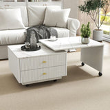 Extendable Coffee Table with Storage, Reversible Living Room Table with 2 Drawers and with 6 Wheels, W331P286652