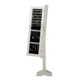 Standing Jewelry Cabinet Armoire with Full Length Mirror, Lockable Storage Cabinet, Interior Mirror, W3406P340443