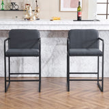 ZUN Set of 2,Modern Upholstered Counter Height Bar Stool with Armrests, Metal Frame and Padded Seat, W1901P225274