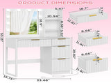 White particleboard with a melamine finish, 4 drawers, 2 shelves, dressing table with 10 three-tone 22257445