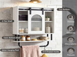 Farmhouse Industrial Wall Mounted Bathroom Cabinet with Sliding Fluted Door, 3Tier Storage 41125079