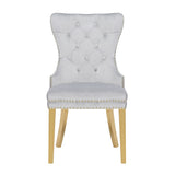 Simba Gold 2 Piece Dinning Chair Finish with Velvet Fabric in Light Gray 659436316324
