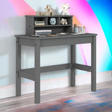 ZUN Grey Writing Desk with Hutch B062P209417