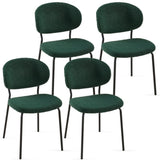 Dark Green Boucle Fabric Dining Chairs Set of 4, Mid-Century Modern Dining Chairs, Kitchen Dining W1164P195043