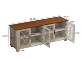 Elegant European Antique Style 4-Door Cabinet with Tempered Glass Doors,for Dining Room,Living W757P232701