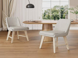 Studio Dining Chair in Linen with White Wash color Solid Wood Legs B127P495087