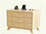 3-Drawer Cabinet with Slatted Fronts 31.5"*15.6"*29.72" Chest of Drawers Nightstand Oak 07218258