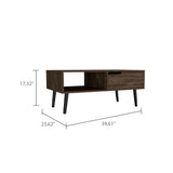 Oslo Coffee Table, One Drawer, One Open Shelf, Four Legs -Dark Walnut B20091973
