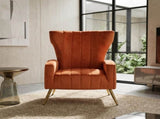 Velvet Accent Chair with Metal Legs, Modern Upholstered Armchair, Wingback Side Chair for Living B2735P510422