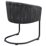 ZUN Anthracite and Matte Black Barrel Dining Chair B062P145579