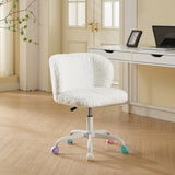A&A Furniture Office,Artificial rabbit hair Home Office with Metal Base,Adjustable Desk W1143P324154