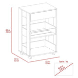 Verona Kitchen Cart, Three Shelves, Four Casters -White / Dark Walnut B20092116