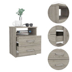 ZUN Napoles Nightstand , End Table, Side Table Superior Top, Two Drawers, One Shelf -Light Gray B20092101