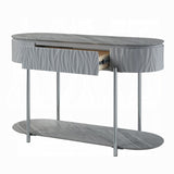Grey High Gloss and Chrome Sofa Table with Bottom Shelf B062P209133