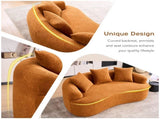 LY-025S Curved Loveseat Orange Full Compression Sponge Sofa, 30D Chenille No-Assembly Compact Sofa W2231P261292