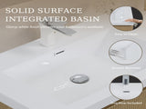 24'' Floating Bathroom Vanity with Sink, Wall-Mounted Striped Storage Cabinet with Soft-Close Drawer W1573P265193