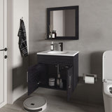 Slater Floating Bathroom Vanity Set with Sink, Two-Door Cabinet, and Mirror,Wengue B128P314806