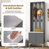 ON-TREND Modern Luxury 4-in-1 Hall Tree with Cushion, Versatile Coat Rack with 8 Gold Hooks and N721P192814E