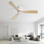 ZUN 52 Inch Ceiling Fan Natural 3 Solid Wood Fan Blade Noiseless Reversible DC motor Remote Control For W934P145929