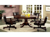 Leatherette Arm Chair with Casters in Cherry and Espresso B016P156862