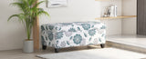 Luxury Storage Ottoman with Floral Patterned Fabric, Soft-Close Hinges, Multi-Functional Footrest & N767P257582F