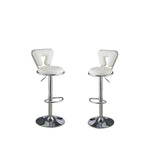 ZUN Adjustable Bar stool Gas lift Chair White Faux Leather Chrome Base metal frame Modern Stylish Set of HS00F1642-ID-AHD