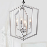 4-Light Farmhouse Chandeliers, Matte Black and Sliver Matte Black Vintage Cage Light Fixture W1592P230610