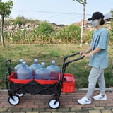 ZUN folding wagon Collapsible Outdoor Utility Wagon, Heavy Duty Folding Garden Portable Hand Cart, Drink W22778822