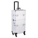 ZUN 3 in 1 Aluminum Cosmetic Makeup Case Tattoo Box Silver 05913846