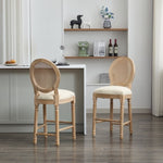 ZUN Solid Wood Bar stools Set of 2 Classic French Country Wooden Barstools with Upholstered Seating W1622P221400