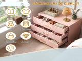 3-Drawer Chest with Faux Rose Gold Handles Drawer Dresser 25.98*12.99*22.05in Pink 22792346
