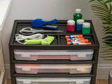 5 Drawers Scrapbook Plastic Rolling Storage Cart with Organizer Top with Casters,Black 85942633