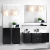 40x30inch Silver Rectangular Wall-mounted Beveled Bathroom Mirror,Square Angle Metal Frame Wall W2091126966